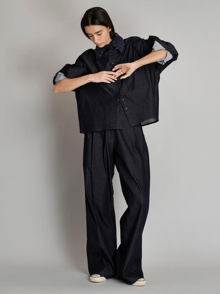Bluse- Kevin cropped mit Pailetten - 2