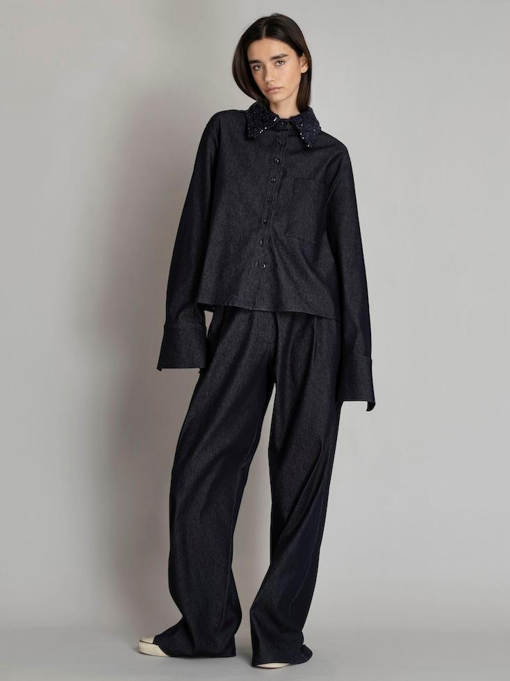 Bluse- Kevin cropped mit Pailetten - 3