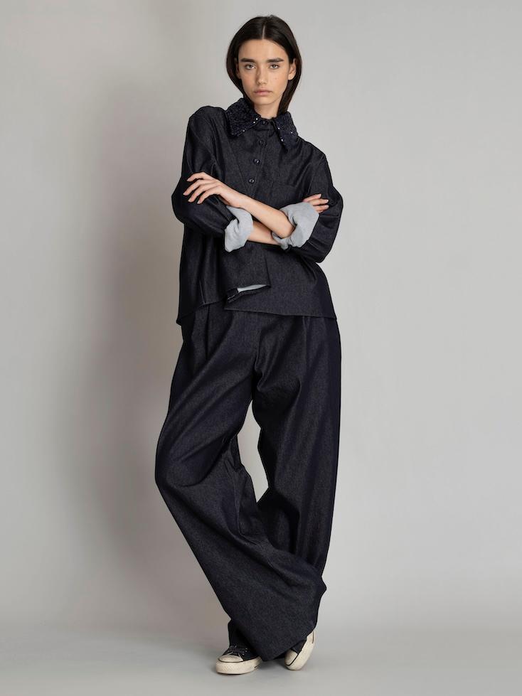 Bluse- Kevin cropped mit Pailetten - 6